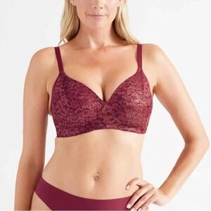 Knix Lace Wingwoman Wireless Contour Bra in Red Velvet Size 6++